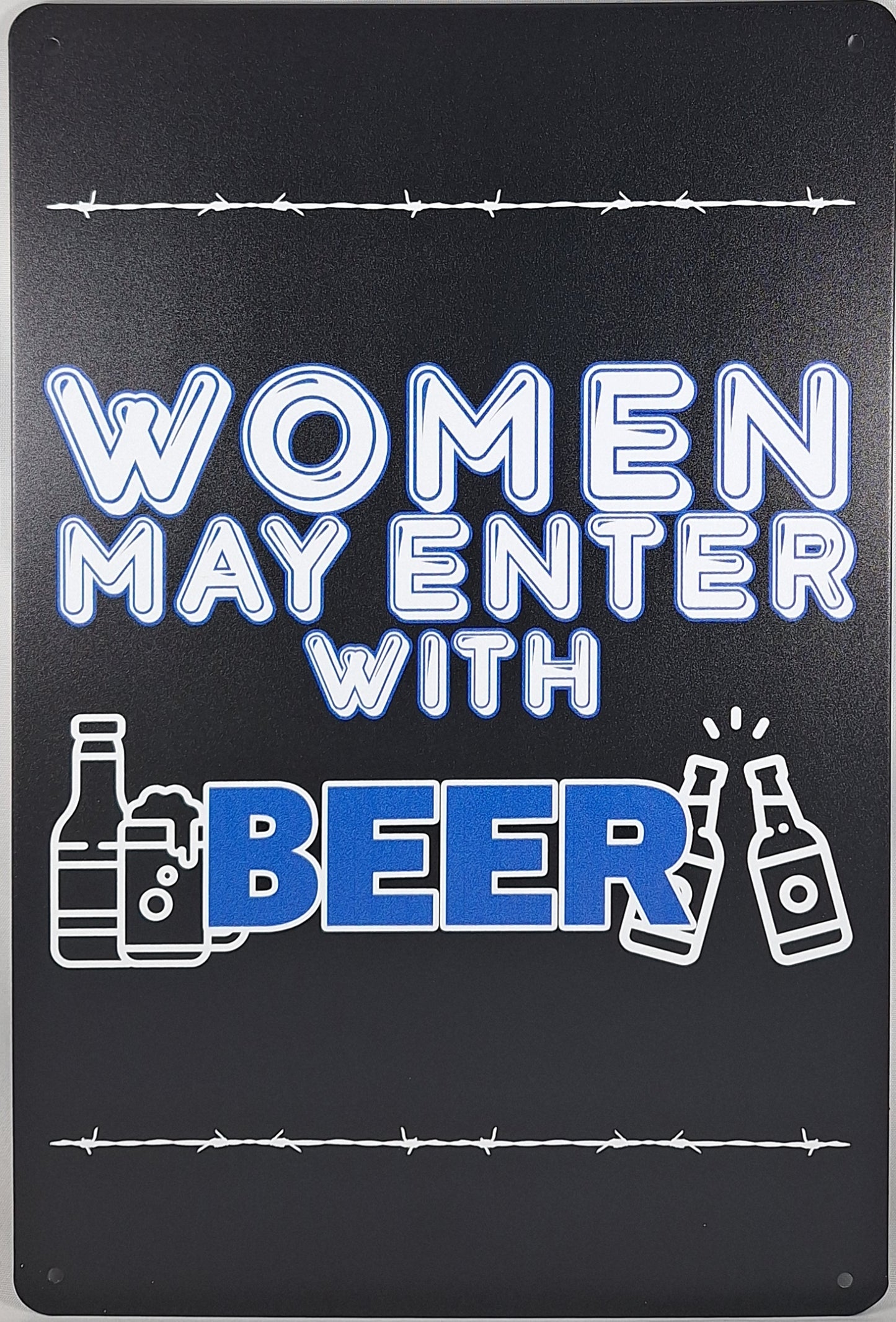 Women May Enter with Beer 12"x 8" Funny Tin Sign Man Cave Garage Home Sports Bar Pub Decor